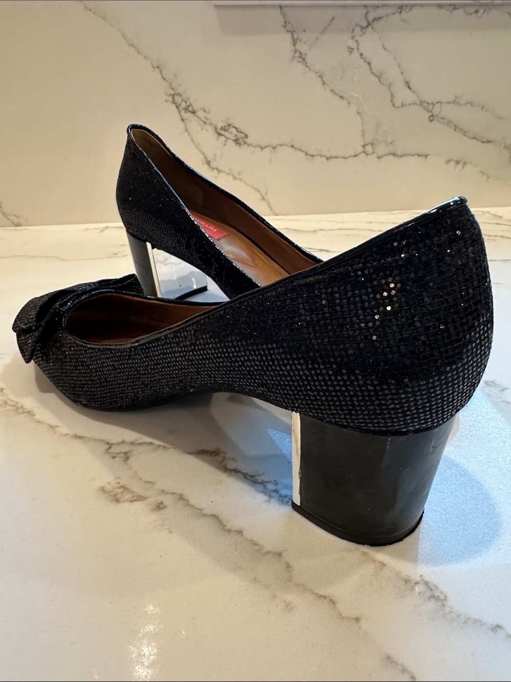 Isaac Mizrahi New York Vivian Black Glitter Bow Pumps - Picture 4 of 7